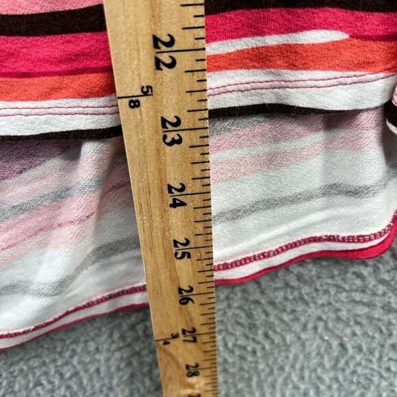 Lane Bryant Women Top 14/16 Red Pink Stripe Pullover Short Sleeves Shirt Stretch - Picture 6 of 7
